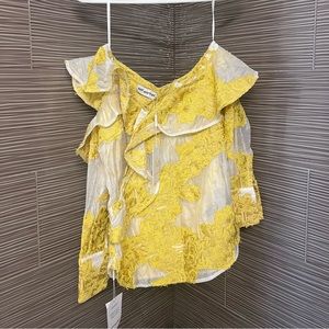 self-portrait floral print Asymmetrical Ruffle Blouse